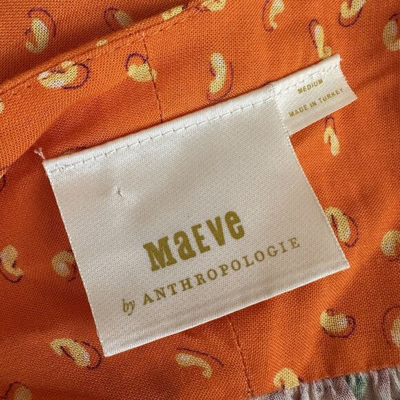 Anthropologie Maeve Top MEDIUM Ceresco Mixed Print Peasant Puff Sleeve Blouse - Picture 7 of 8